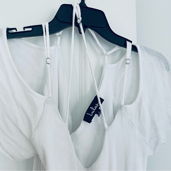 Lulus Scoop Neck Lightweight Flowy Top White Rayon Size L - Picture 7 of 10